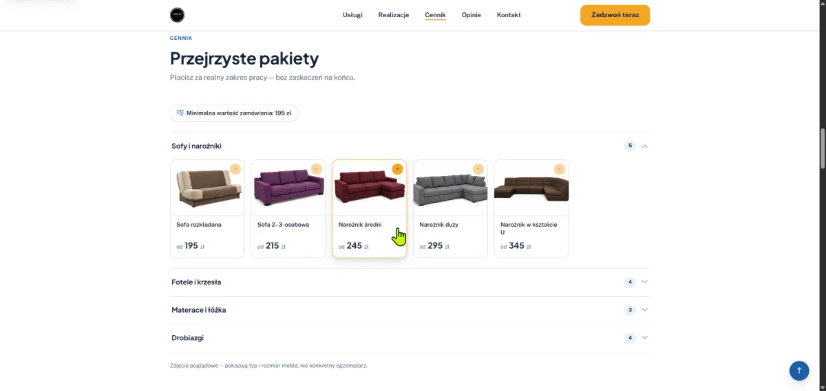 Dedykowana strona internetowa pod potrzeby Klienta, prezentująca profesjonalny wygląd i animacje, stworzona od zera, na własnym systemie CMS/CRM.